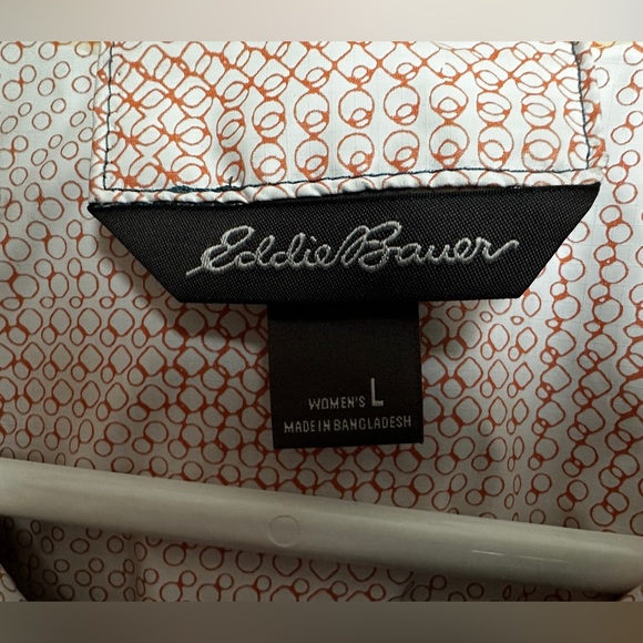 Eddie Bauer weather edge packable rain jacket. Women’s size large, color teal. - Picture 10 of 12